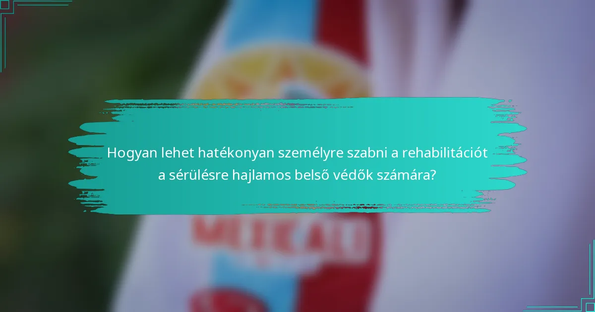 Hogyan lehet hatékonyan személyre szabni a rehabilitációt a sérülésre hajlamos belső védők számára?